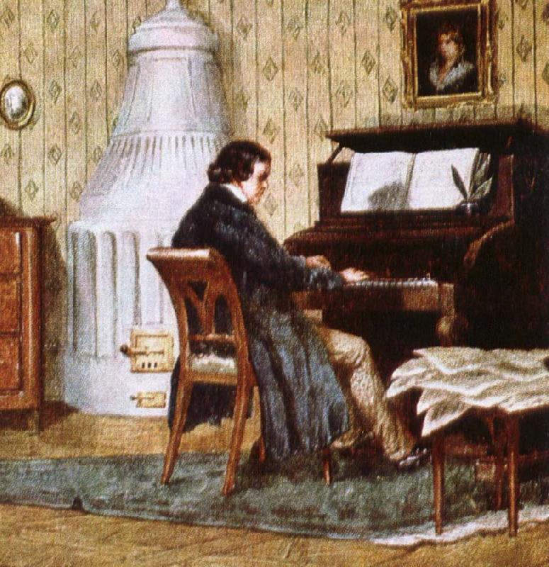 johannes brahms schumann composing at his piano Germany oil painting art